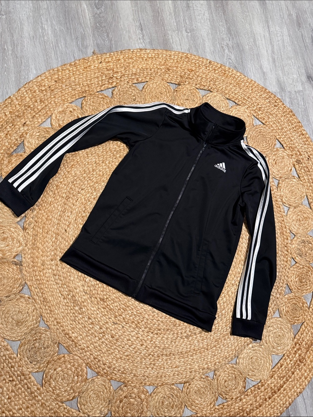 🖤Boys Black Full-Zip Adidas 3 Strips•Size:M(14/16) 🖤